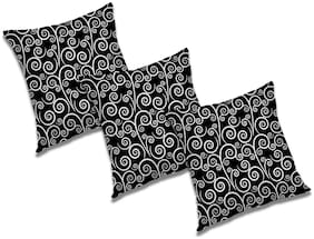 RADANYA Abstract Polyester Black Cushion Cover ( Large , Pack of 3 )