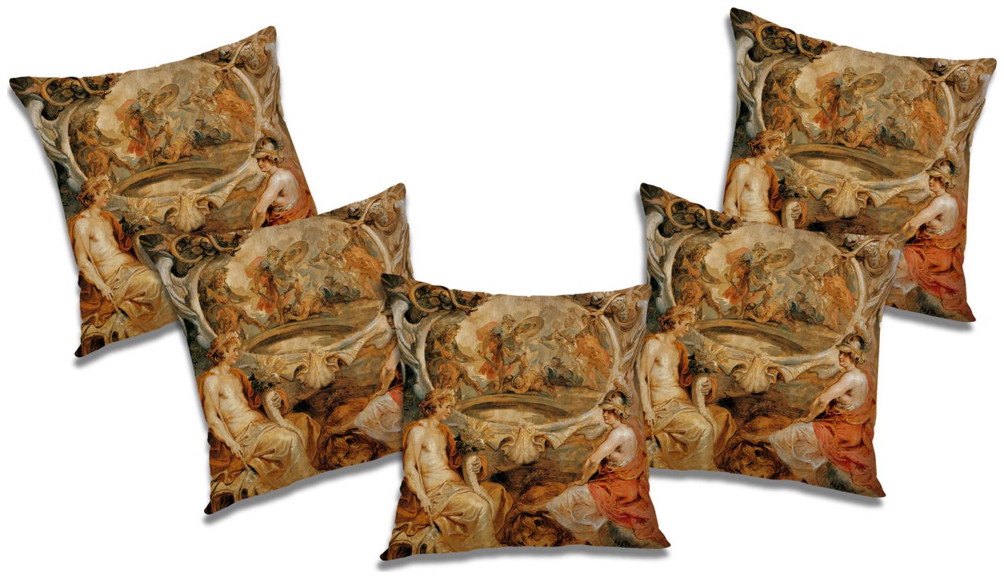 

RADANYA Abstract Polyester Brown Cushion Cover ( Extra large Pack of 5 )
