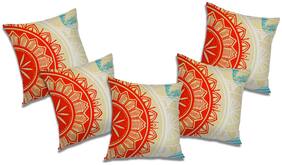 RADANYA Abstract Polyester Orange Cushion Cover ( Extra large , Pack of 5 )