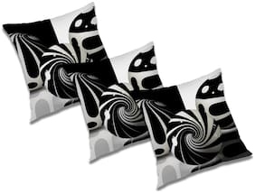 RADANYA Abstract Polyester Black Cushion Cover ( Large , Pack of 3 )
