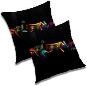 RADANYA Abstract Polyester Black Cushion Cover ( Regular , Pack of 2 )