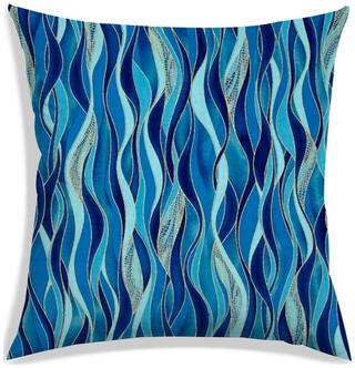 RADANYA Abstract Polyester Blue Cushion Cover ( Large , Pack of 1 )