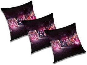 RADANYA Abstract Polyester Black Cushion Cover ( Regular , Pack of 3 )