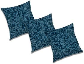 RADANYA Abstract Polyester Blue Cushion Cover ( Large , Pack of 3 )