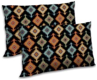 RADANYA Polyester Abstract Pillow Covers ( Pack of 2 , Black )