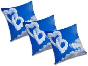 RADANYA Abstract Polyester Blue Cushion Cover ( Extra large , Pack of 3 )