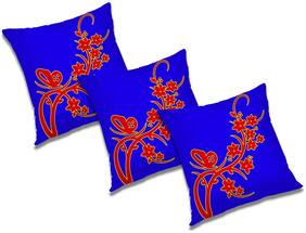 RADANYA Abstract Polyester Blue Cushion Cover ( Regular , Pack of 3 )
