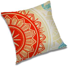 RADANYA Abstract Polyester Orange Cushion Cover ( Large , Pack of 1 )