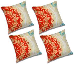 RADANYA Abstract Polyester Orange Cushion Cover ( Large , Pack of 4 )