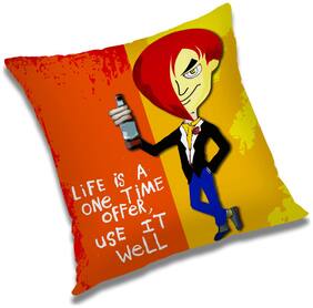 RADANYA Abstract Polyester Orange Cushion Cover ( Small , Pack of 1 )