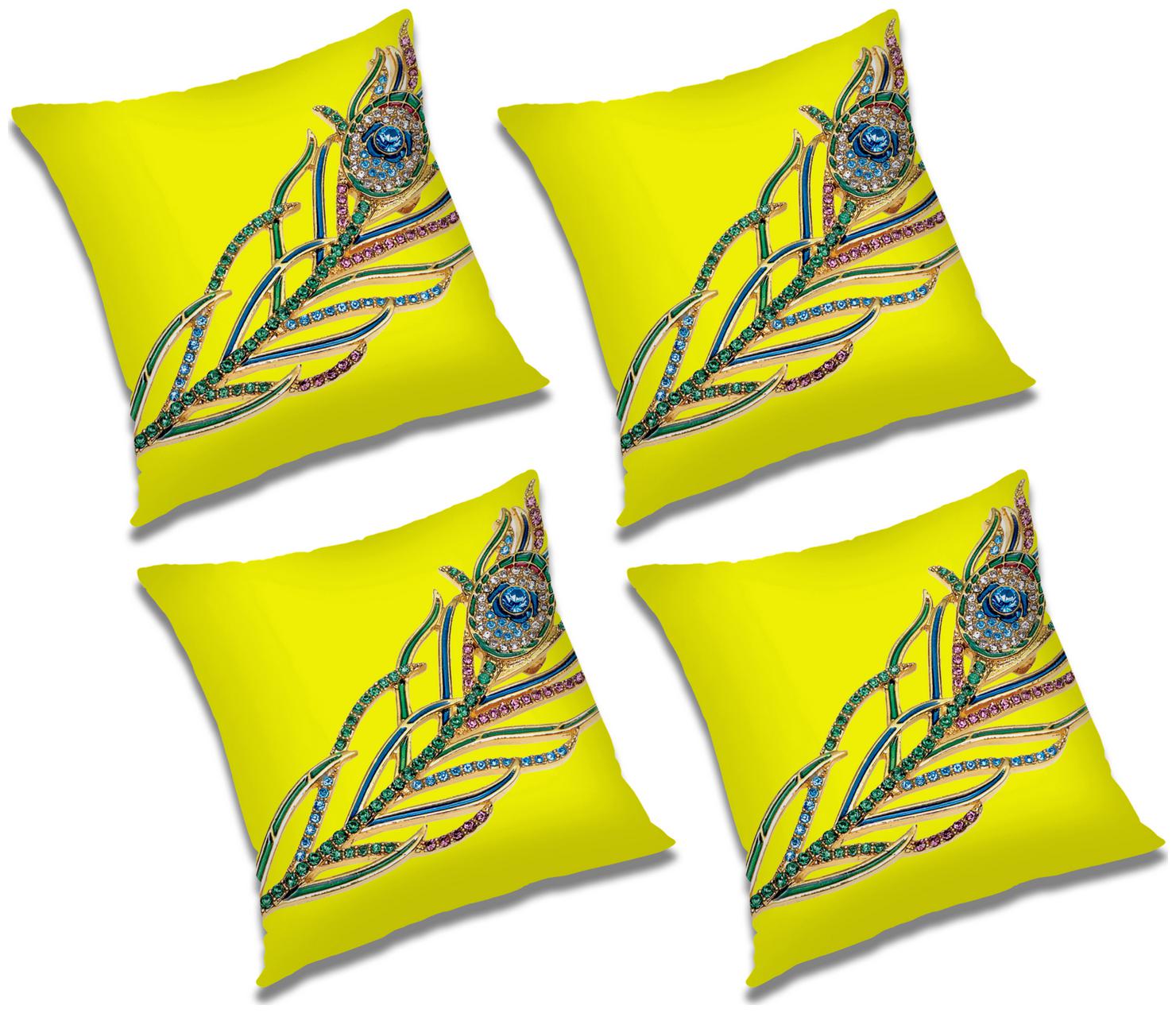 

RADANYA Abstract Polyester Yellow Cushion Cover ( Regular Pack of 4 )