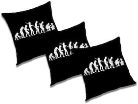 RADANYA Abstract Polyester Black Cushion Cover ( Regular , Pack of 3 )