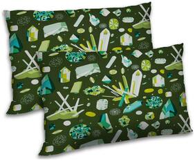 RADANYA Polyester Abstract Pillow Covers ( Pack of 2 , Green )