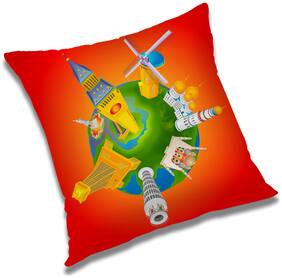 RADANYA Abstract Polyester Orange Cushion Cover ( Large , Pack of 1 )