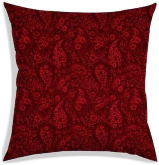 RADANYA Abstract Polyester Red Cushion Cover ( Large , Pack of 1 )