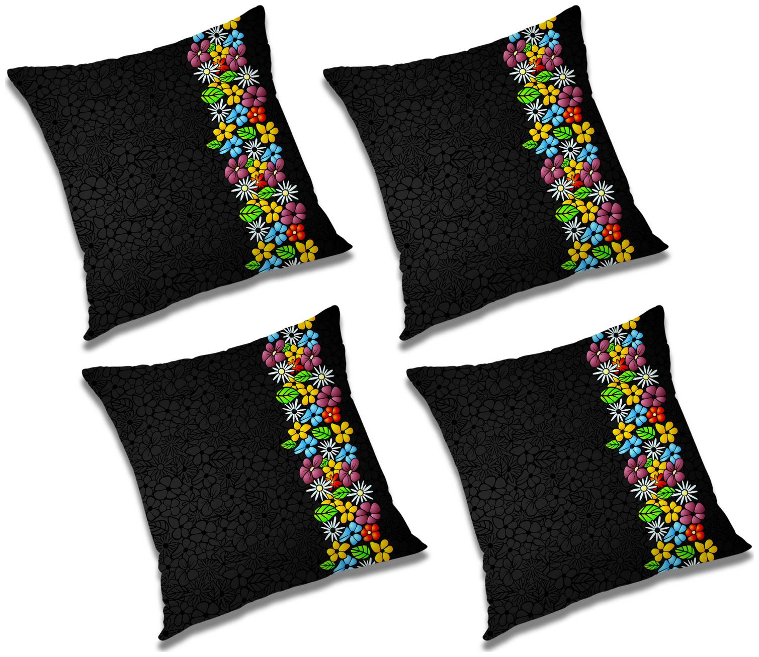 

RADANYA Abstract Polyester Black Cushion Cover ( Large Pack of 4 )