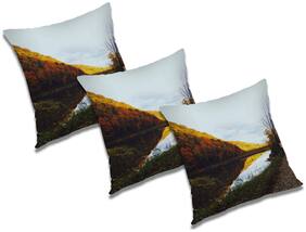 RADANYA Abstract Polyester Orange Cushion Cover ( Extra large , Pack of 3 )