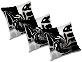 RADANYA Abstract Polyester Black Cushion Cover ( Small , Pack of 3 )