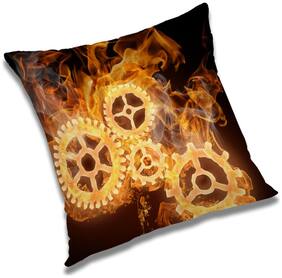RADANYA Abstract Polyester Gold Cushion Cover ( Large , Pack of 1 )