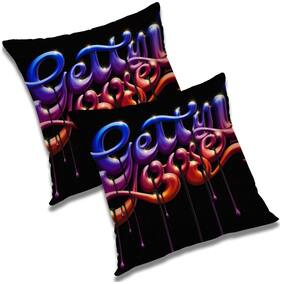 RADANYA Abstract Polyester Black Cushion Cover ( Small , Pack of 2 )