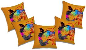 RADANYA Abstract Polyester Orange Cushion Cover ( Small , Pack of 5 )
