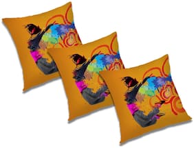 RADANYA Abstract Polyester Orange Cushion Cover ( Large , Pack of 3 )