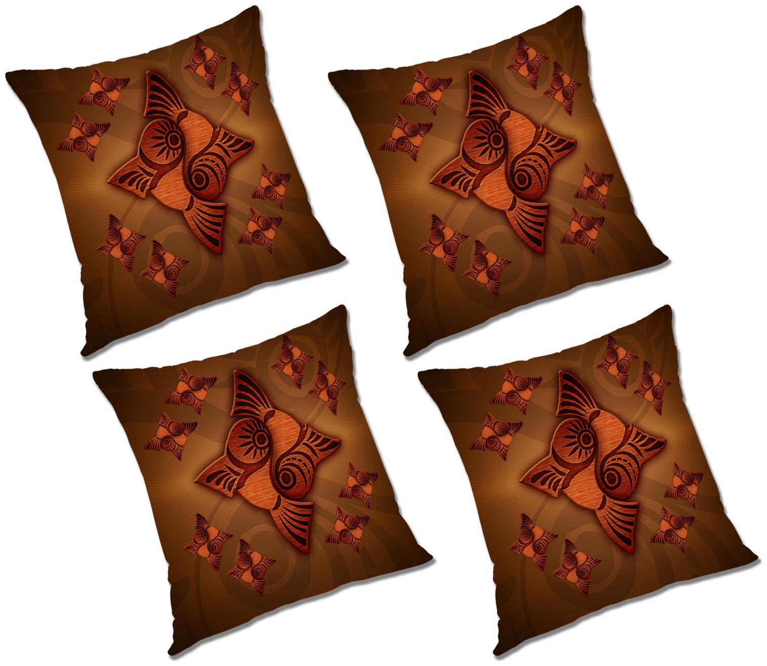 

RADANYA Abstract Polyester Brown Cushion Cover ( Small Pack of 4 )