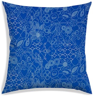 RADANYA Abstract Polyester Blue Cushion Cover ( Regular , Pack of 1 )