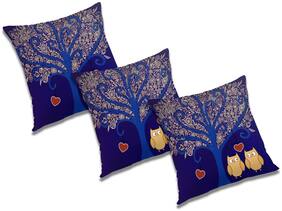 RADANYA Abstract Polyester Blue Cushion Cover ( Regular , Pack of 3 )