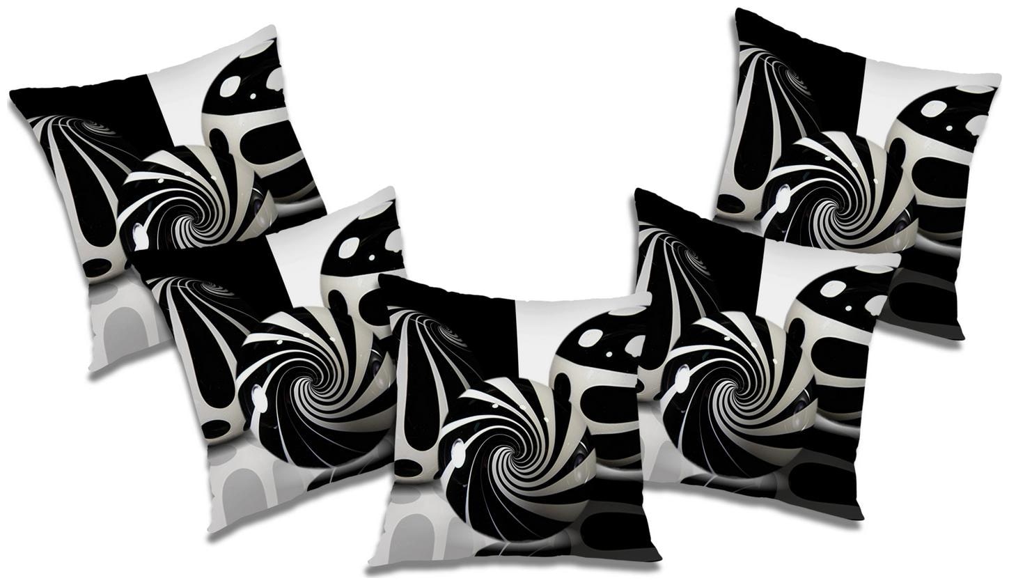

RADANYA Abstract Polyester Black Cushion Cover ( Extra large Pack of 5 )