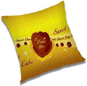 RADANYA Abstract Polyester Gold Cushion Cover ( Large , Pack of 1 )
