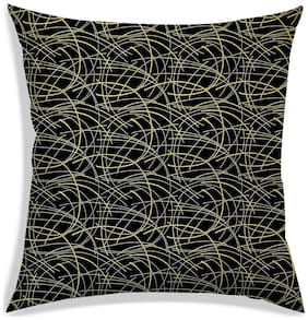 RADANYA Abstract Polyester Black Cushion Cover ( Large , Pack of 1 )