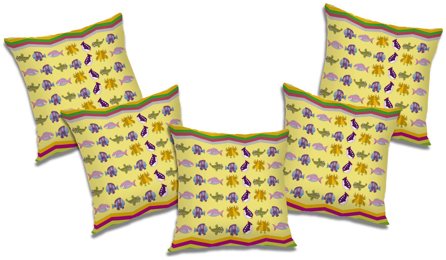 

RADANYA Abstract Polyester Yellow Cushion Cover ( Small Pack of 5 )