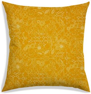 RADANYA Abstract Polyester Yellow Cushion Cover ( Large , Pack of 1 )