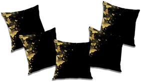 RADANYA Abstract Polyester Black Cushion Cover ( Regular , Pack of 5 )