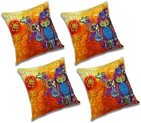RADANYA Abstract Polyester Orange Cushion Cover ( Extra large , Pack of 4 )