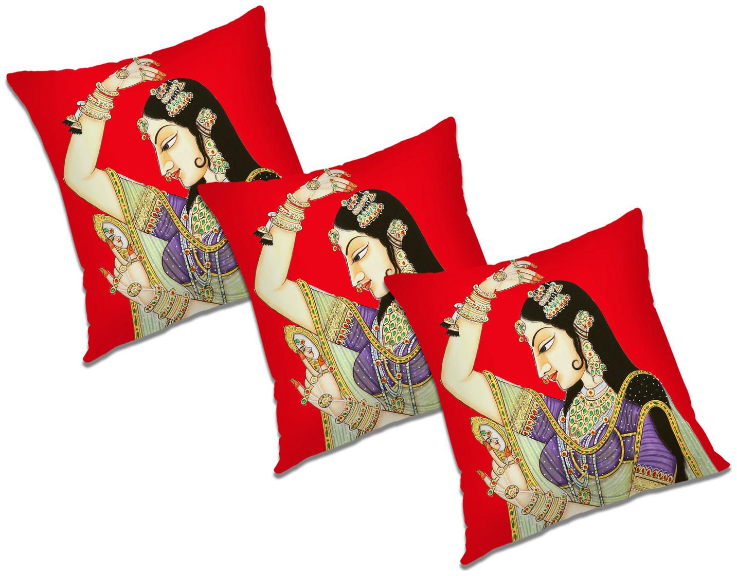 

RADANYA Abstract Cushion Cover With FIller (Set of 3) 16x16 inch