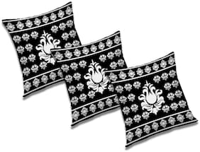 RADANYA Abstract Polyester Black Cushion Cover ( Regular , Pack of 3 )
