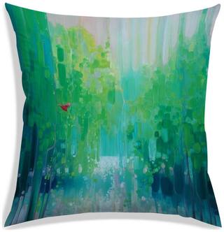 RADANYA Abstract Polyester Green Cushion Cover ( Small , Pack of 1 )