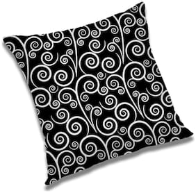 RADANYA Abstract Polyester Black Cushion Cover ( Small , Pack of 1 )