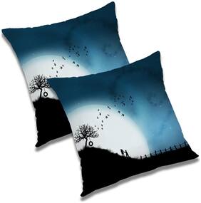 RADANYA Abstract Polyester Blue Cushion Cover ( Extra large , Pack of 2 )