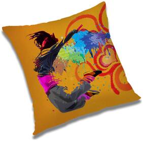 RADANYA Abstract Polyester Orange Cushion Cover ( Extra large , Pack of 1 )