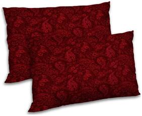 RADANYA Polyester Abstract Pillow Covers ( Pack of 2 , Red )
