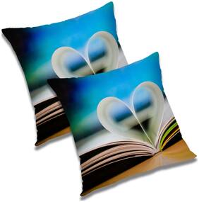 RADANYA Abstract Polyester Blue Cushion Cover ( Large , Pack of 2 )
