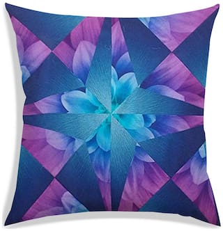 RADANYA Abstract Polyester Blue Cushion Cover ( Large , Pack of 1 )