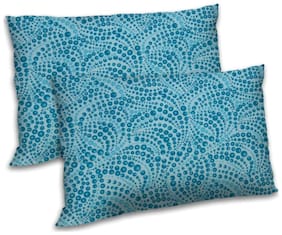 RADANYA Polyester Printed Pillow Covers ( Pack of 2 , Blue )