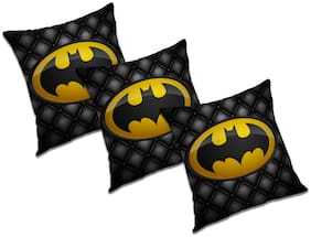 RADANYA Abstract Polyester Black Cushion Cover ( Large , Pack of 3 )