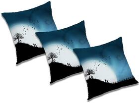 RADANYA Abstract Polyester Blue Cushion Cover ( Regular , Pack of 3 )