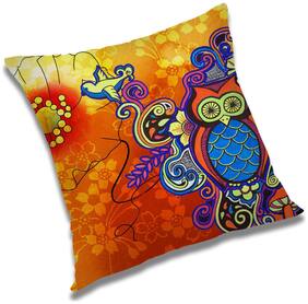 RADANYA Abstract Polyester Orange Cushion Cover ( Regular , Pack of 1 )