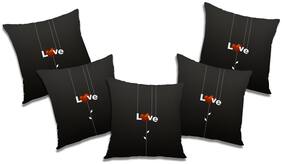 RADANYA Abstract Polyester Black Cushion Cover ( Small , Pack of 5 )